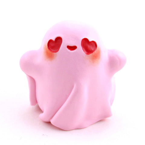 "Valenween" Flowy Ghostie Figurine - Polymer Clay Animals Valentine Collection