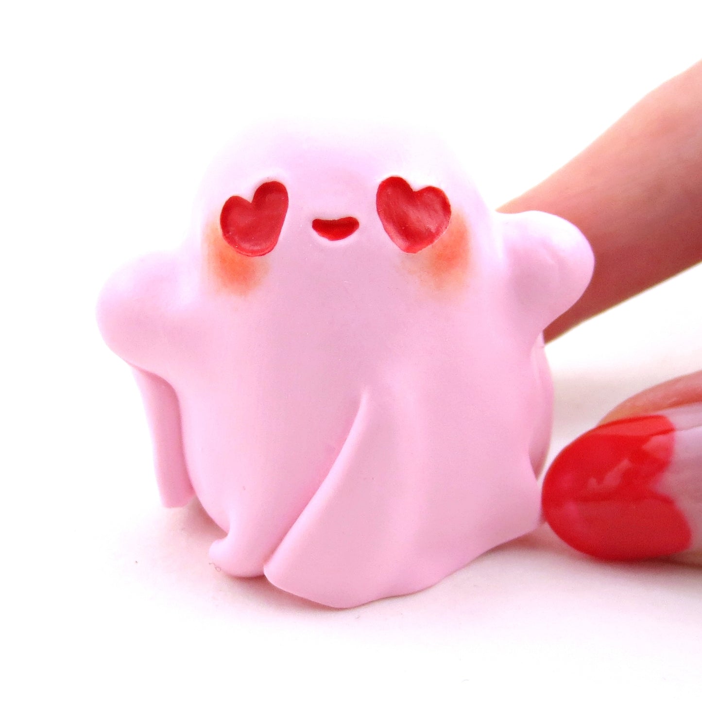 "Valenween" Flowy Ghostie Figurine - Polymer Clay Animals Valentine Collection