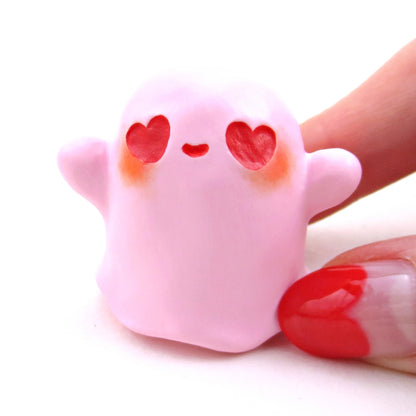 "Valenween" Little Ghostie Figurine - Polymer Clay Animals Valentine Collection