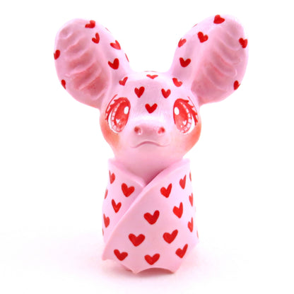 "Valenween" Hearts All Over Bat Figurine - Polymer Clay Animals Valentine Collection