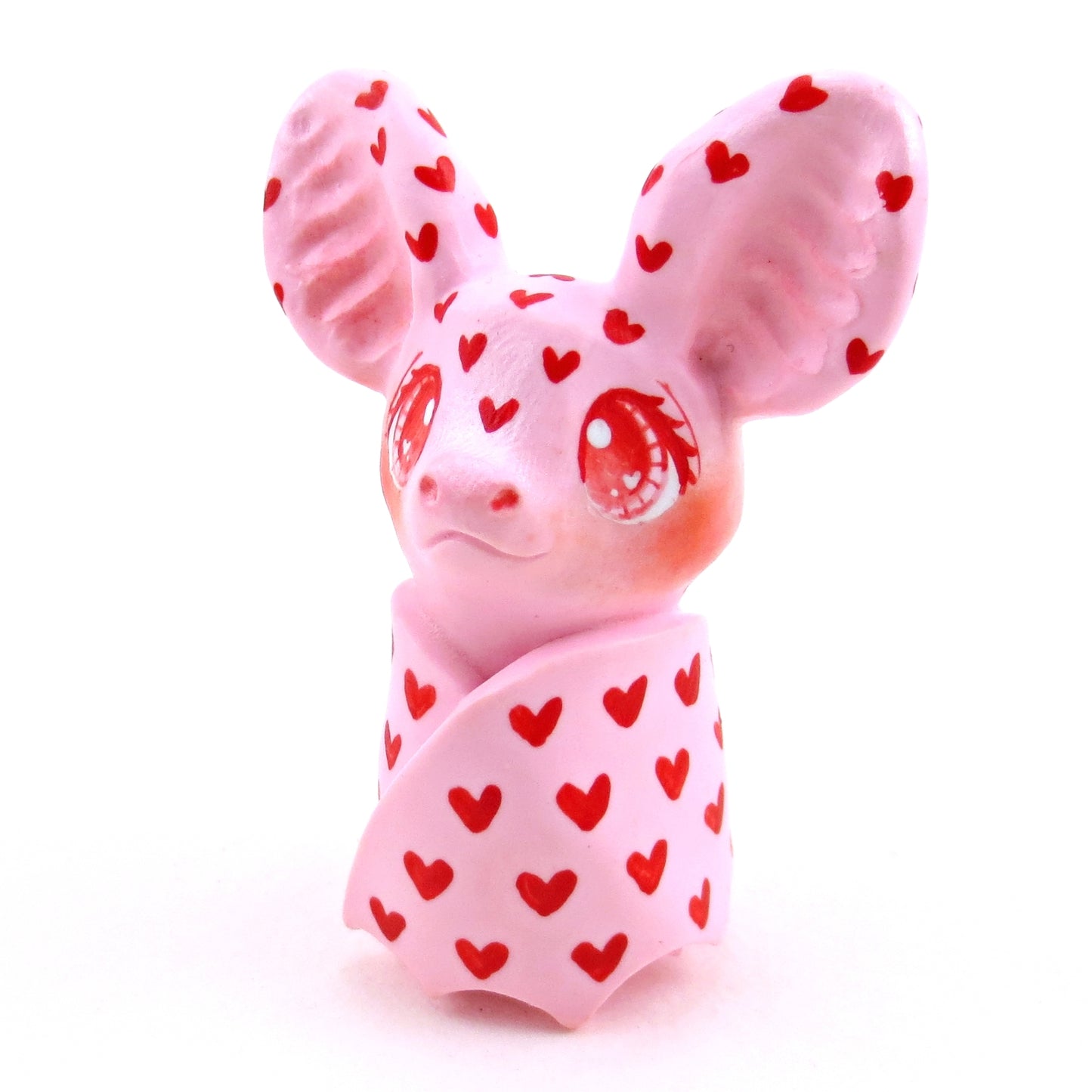 "Valenween" Hearts All Over Bat Figurine - Polymer Clay Animals Valentine Collection