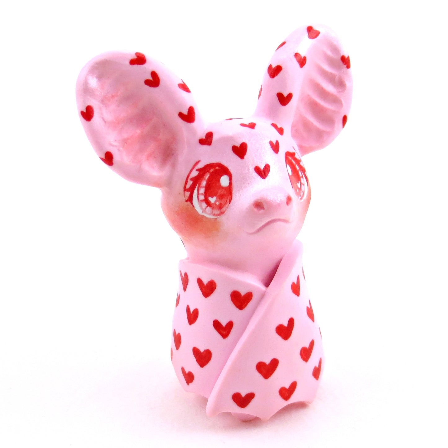 "Valenween" Hearts All Over Bat Figurine - Polymer Clay Animals Valentine Collection