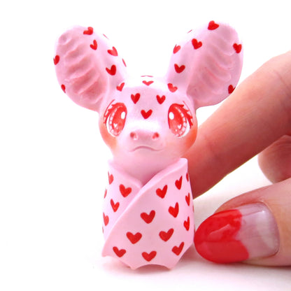 "Valenween" Hearts All Over Bat Figurine - Polymer Clay Animals Valentine Collection