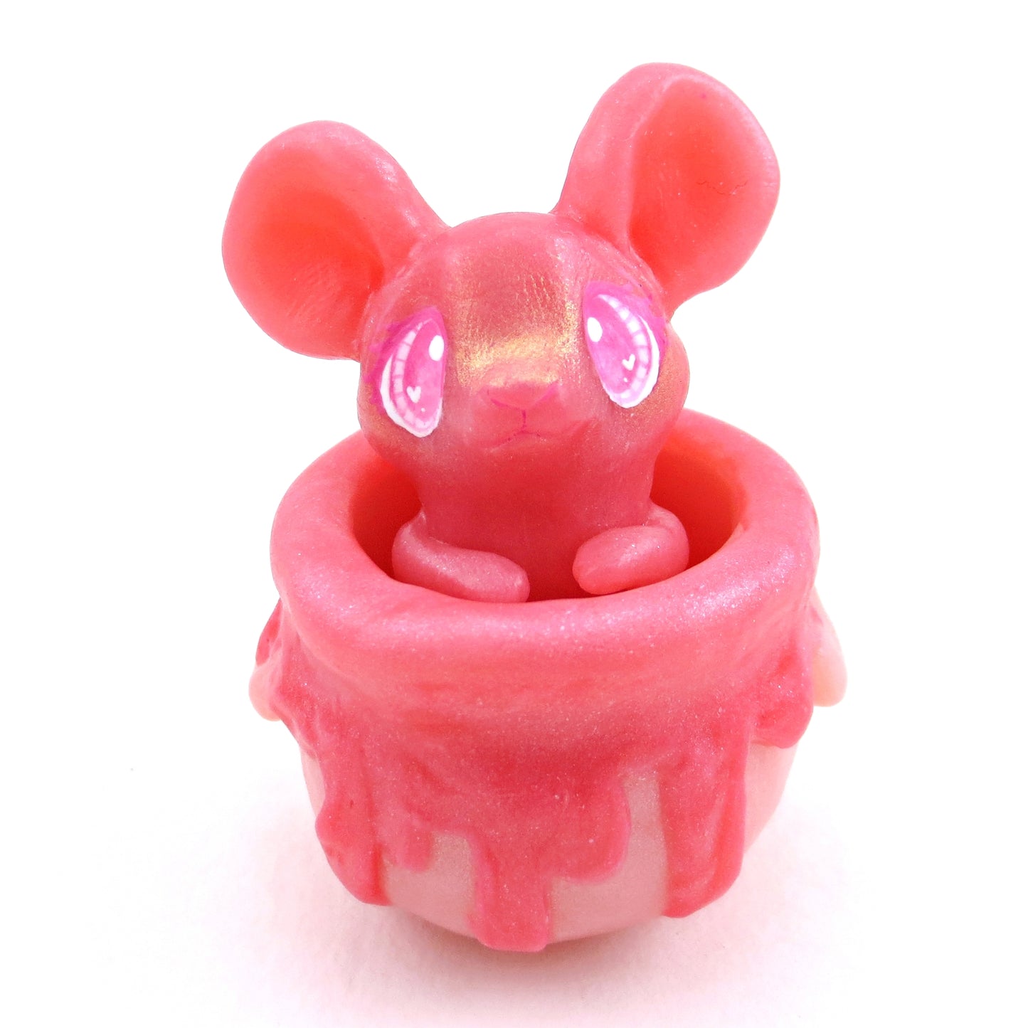 Love Potion Familiar Mouse in a Cauldron Figurine - Polymer Clay Animals Valentine Collection