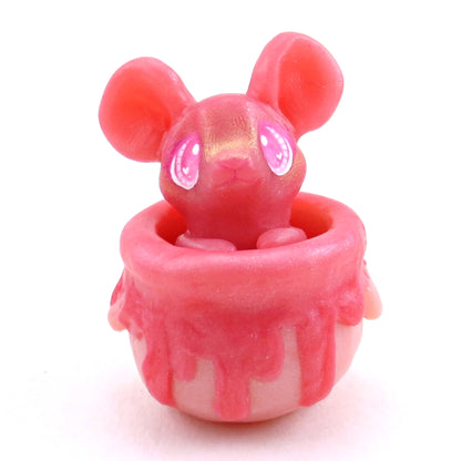 Love Potion Familiar Mouse in a Cauldron Figurine - Polymer Clay Animals Valentine Collection