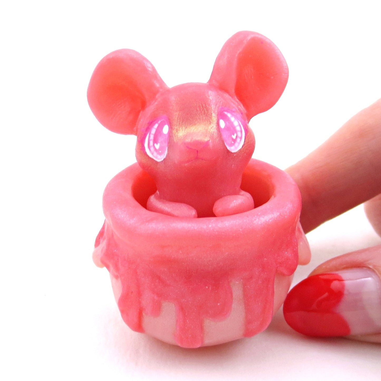 Love Potion Familiar Mouse in a Cauldron Figurine - Polymer Clay Animals Valentine Collection