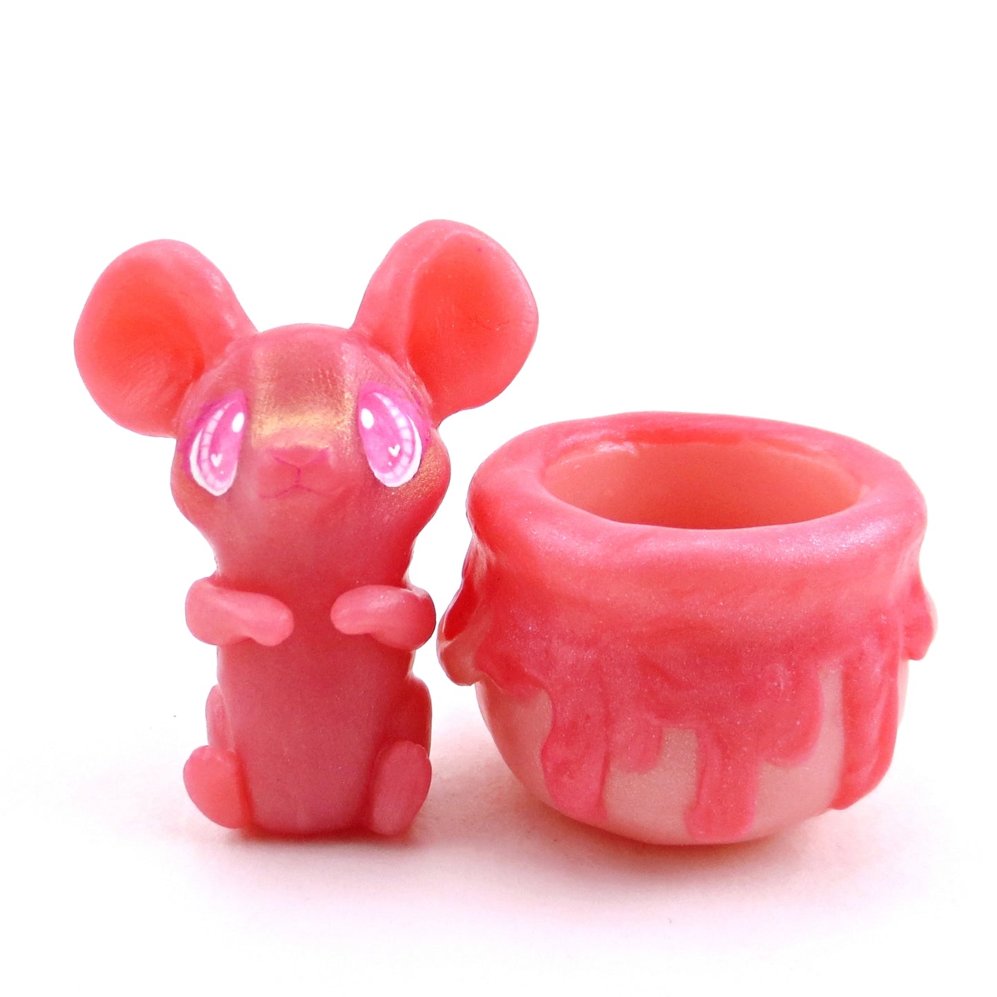 Love Potion Familiar Mouse in a Cauldron Figurine - Polymer Clay Animals Valentine Collection