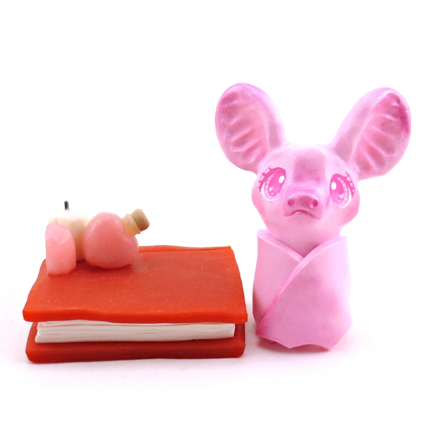 Love Potion Familiar Bat Figurine - Polymer Clay Animals Valentine Collection