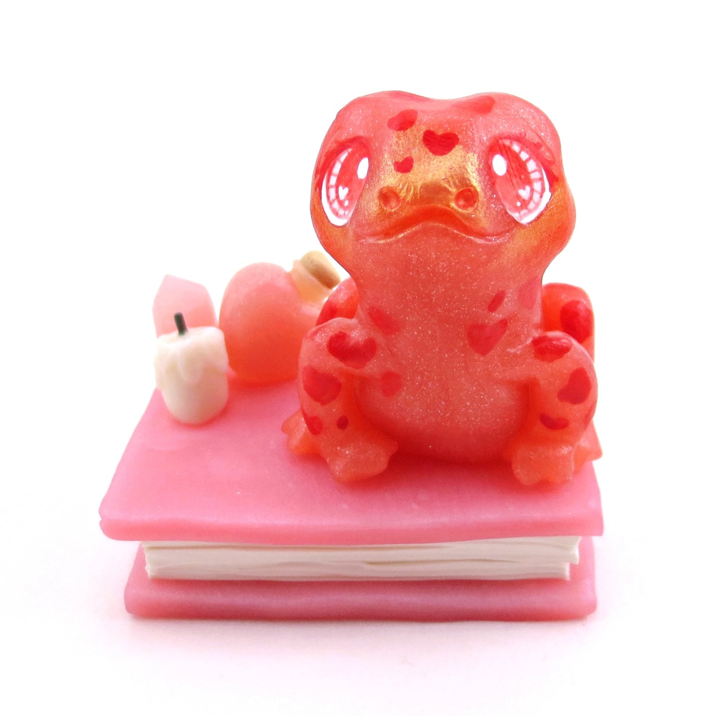 Love Potion Familiar Frog Figurine - Polymer Clay Animals Valentine Collection