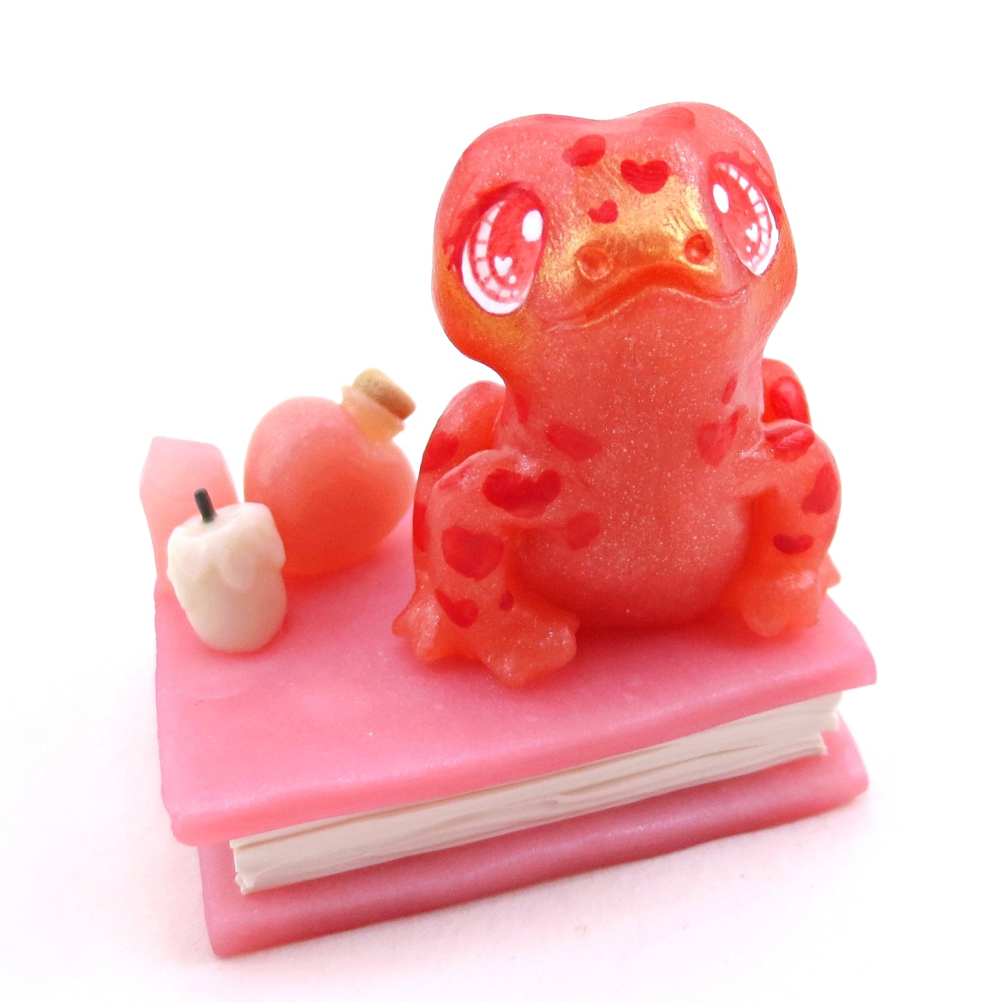 Love Potion Familiar Frog Figurine - Polymer Clay Animals Valentine Collection