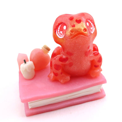 Love Potion Familiar Frog Figurine - Polymer Clay Animals Valentine Collection