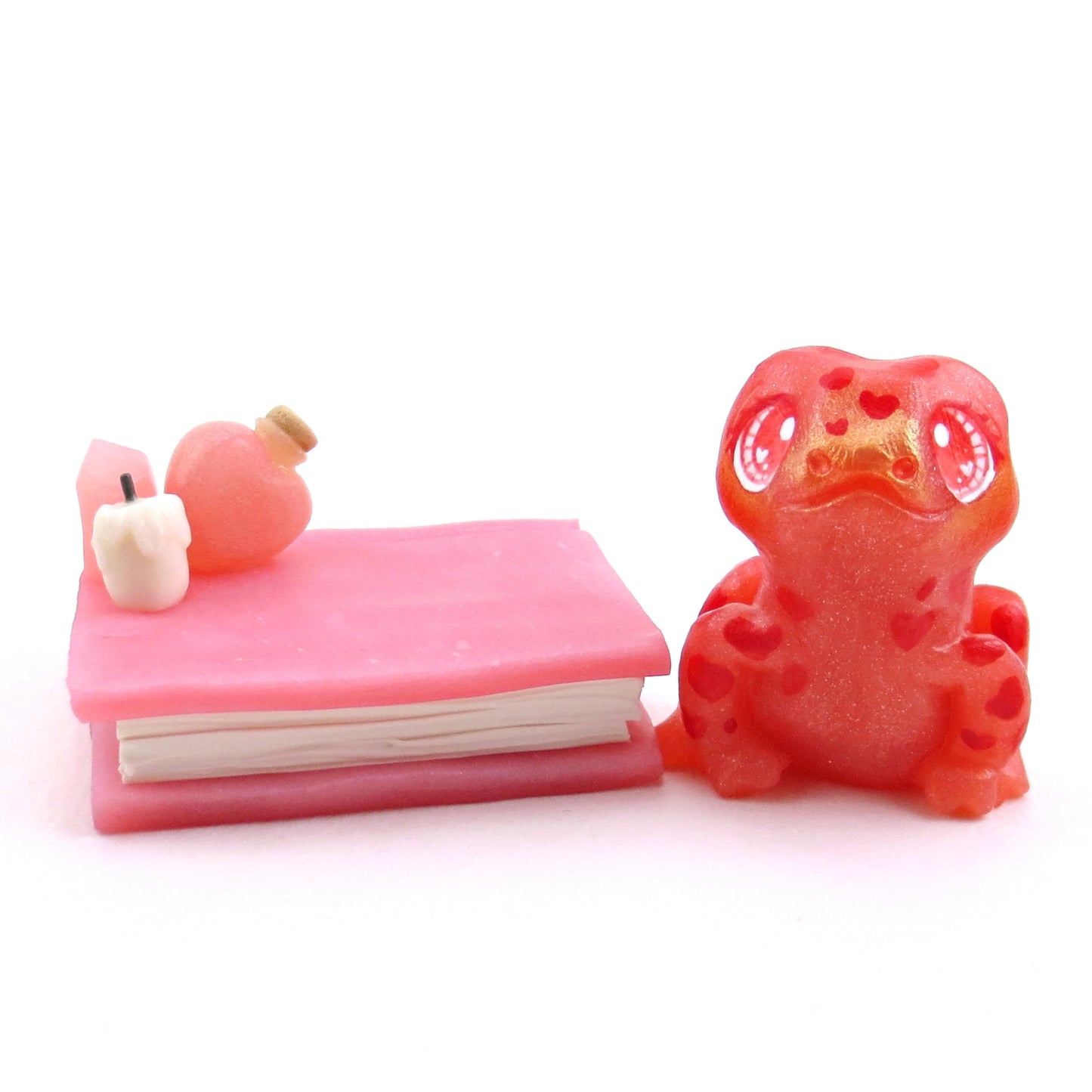 Love Potion Familiar Frog Figurine - Polymer Clay Animals Valentine Collection