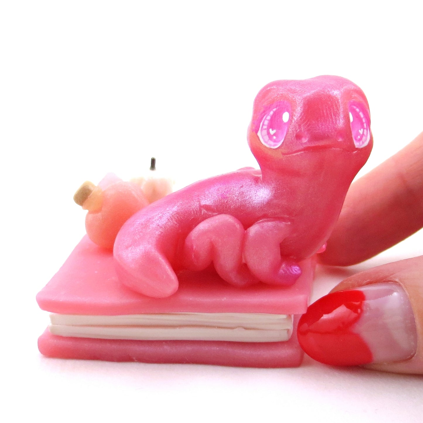 Love Potion Familiar Newt Figurine - Polymer Clay Animals Valentine Collection