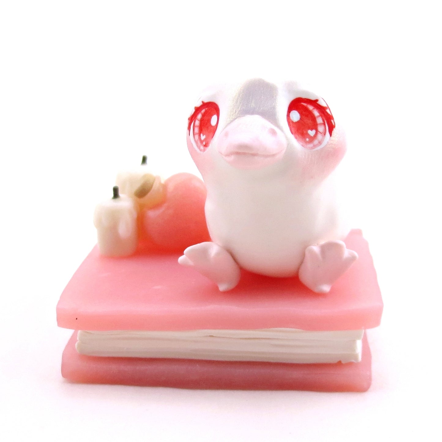 Love Potion Familiar Albino Crow Figurine - Polymer Clay Animals Valentine Collection