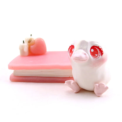 Love Potion Familiar Albino Crow Figurine - Polymer Clay Animals Valentine Collection