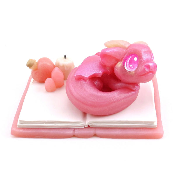 Love Potion Familiar Baby Dragon Figurine - Polymer Clay Animals Valentine Collection
