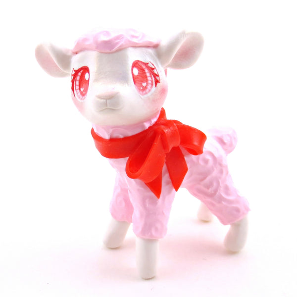 Little Pink Lamb Figurine - Polymer Clay Animals Valentine Collection