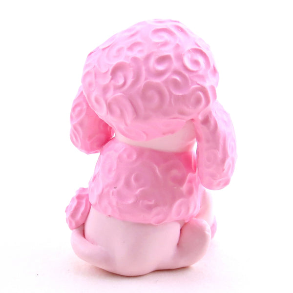 Pink Poodle Puppy Dog Figurine - Polymer Clay Animals Valentine Collection
