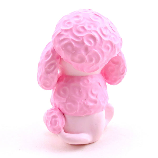 Pink Poodle Puppy Dog Figurine - Polymer Clay Animals Valentine Collection