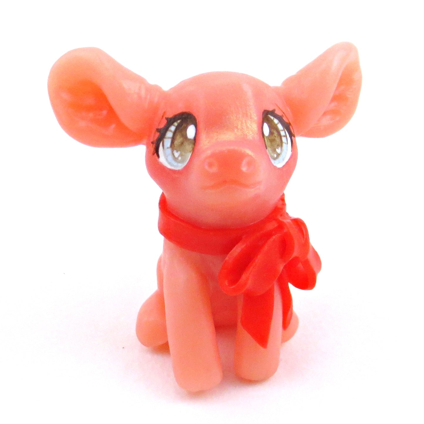 Piglet with a Bow Figurine - Polymer Clay Animals Valentine Collection