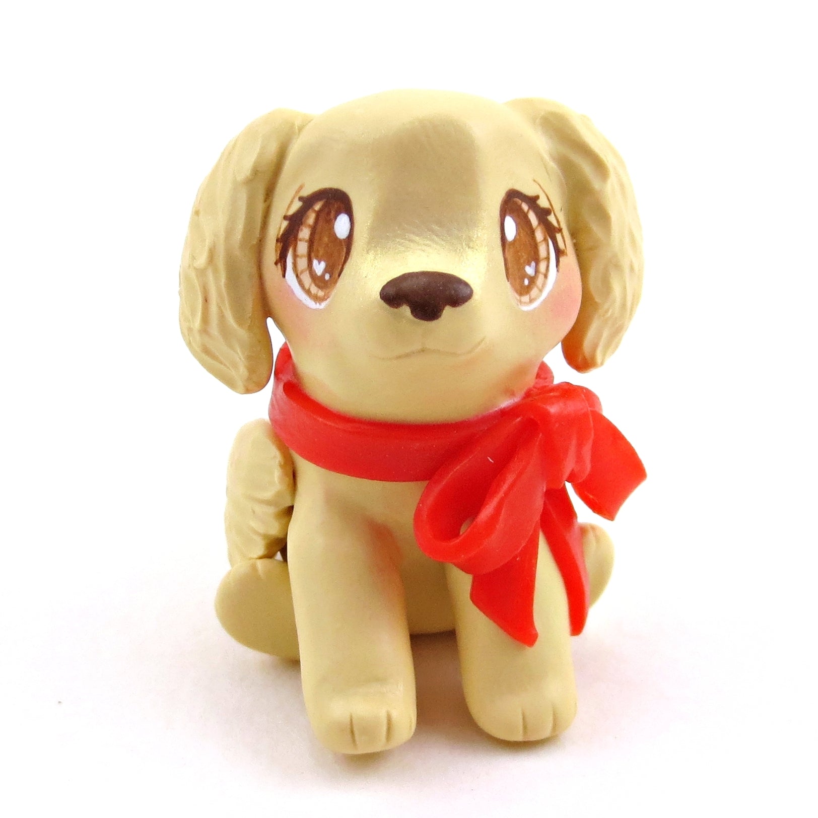 Golden Retriever Puppy Dog Figurine - Polymer Clay Animals Valentine Collection
