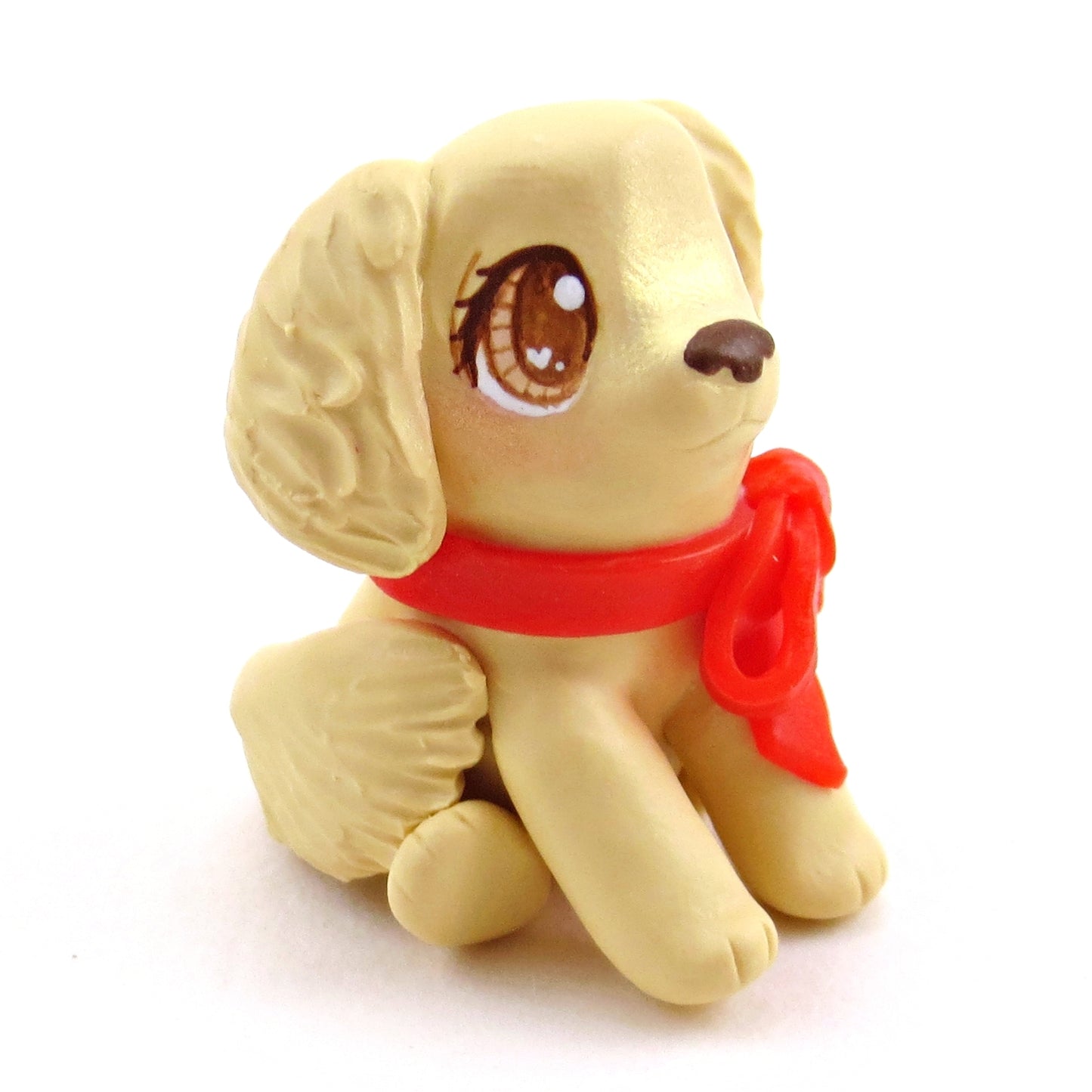 Golden Retriever Puppy Dog Figurine - Polymer Clay Animals Valentine Collection