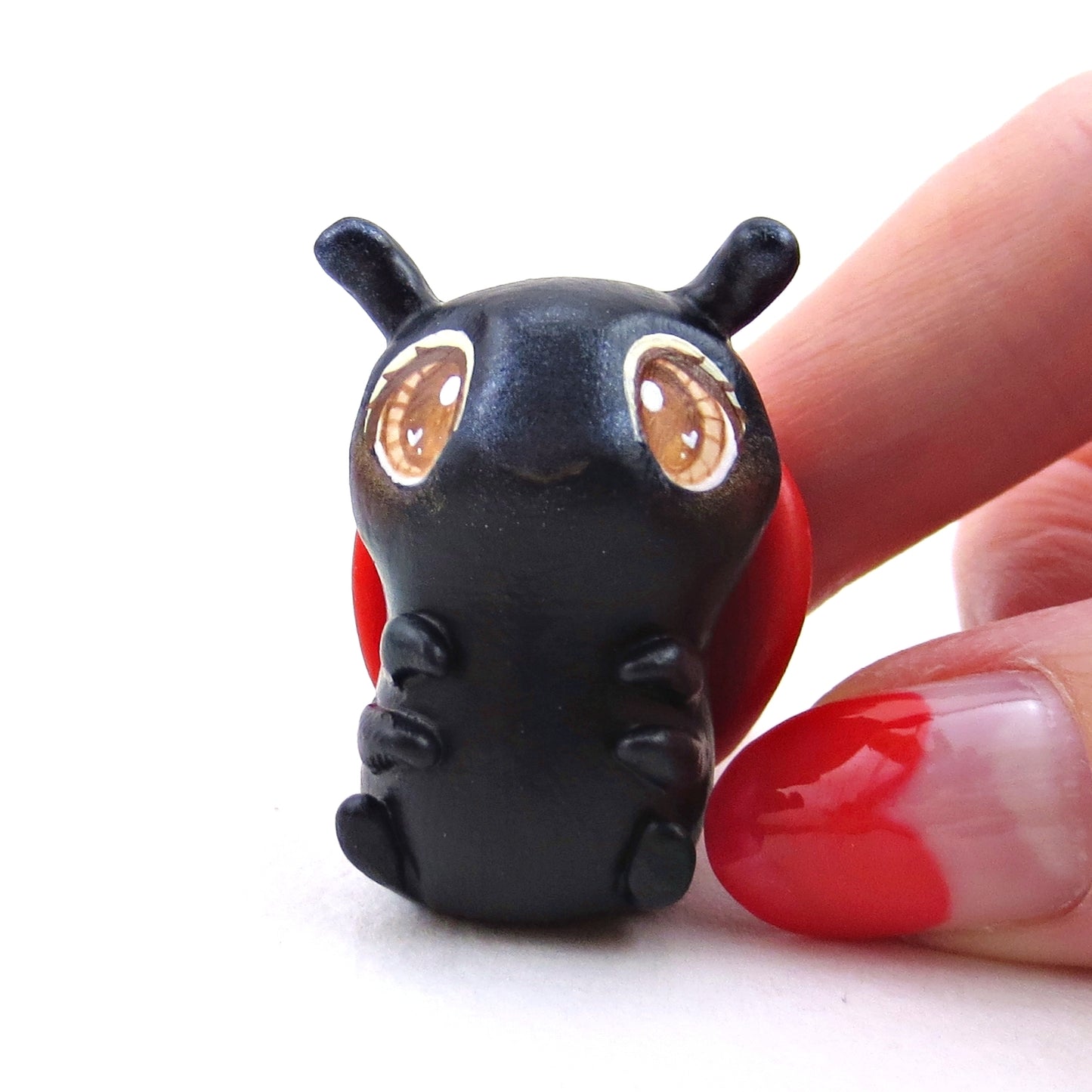 Brown-Eyed Ladybug Figurine - Polymer Clay Animals Valentine Collection