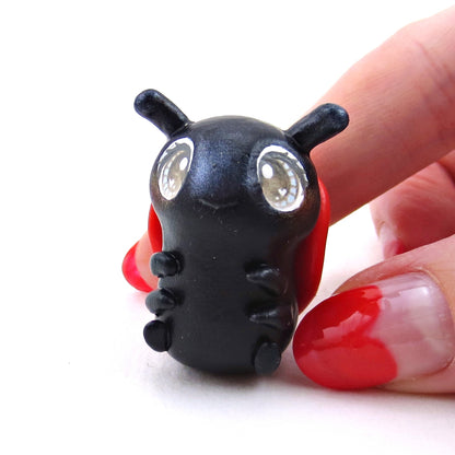 Blue/Grey-Eyed Ladybug Figurine - Polymer Clay Animals Valentine Collection