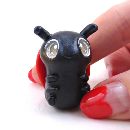 Blue/Grey-Eyed Ladybug Figurine - Polymer Clay Animals Valentine Collection