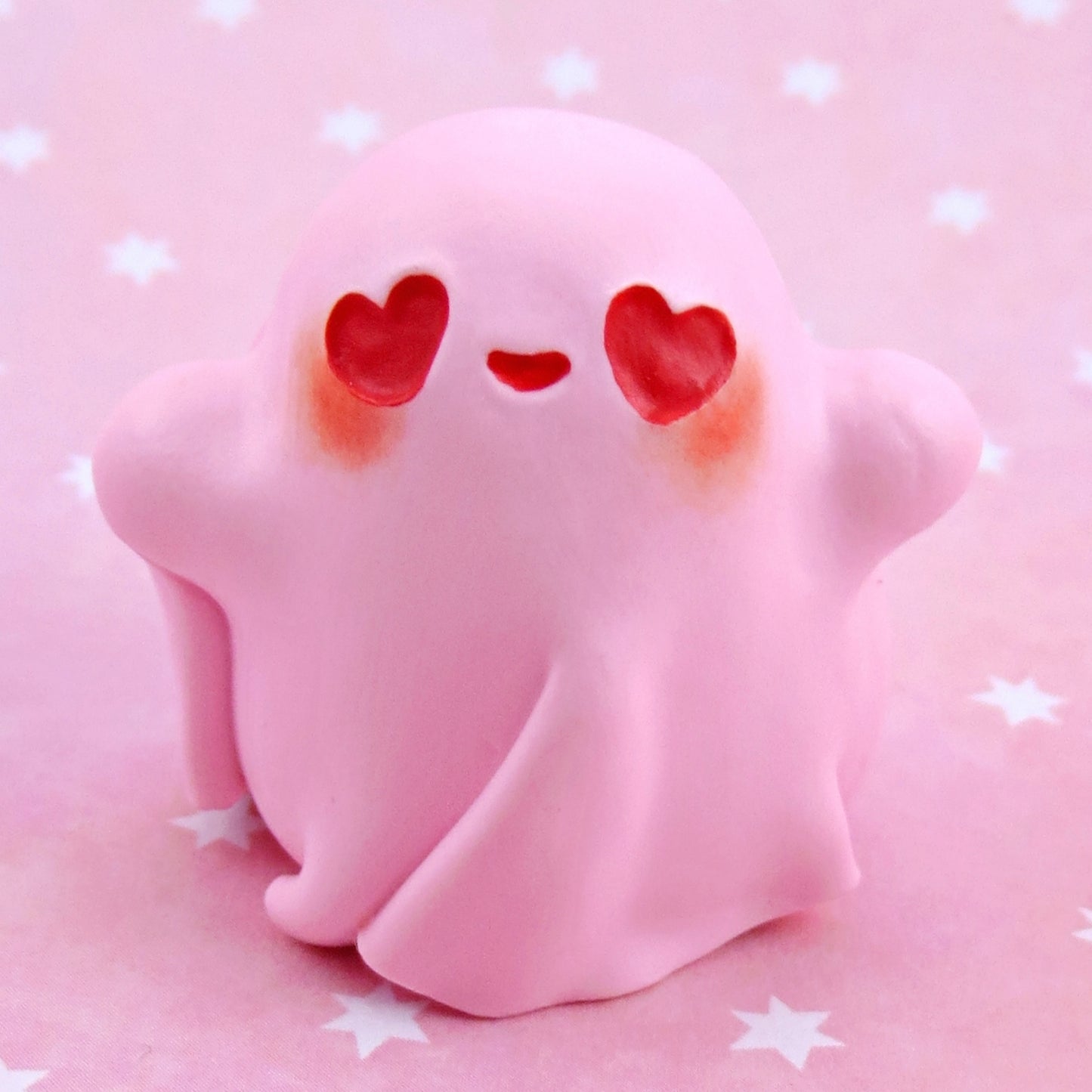 "Valenween" Flowy Ghostie Figurine - Polymer Clay Animals Valentine Collection