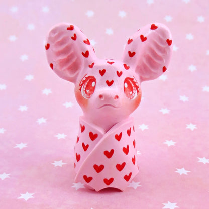 "Valenween" Hearts All Over Bat Figurine - Polymer Clay Animals Valentine Collection