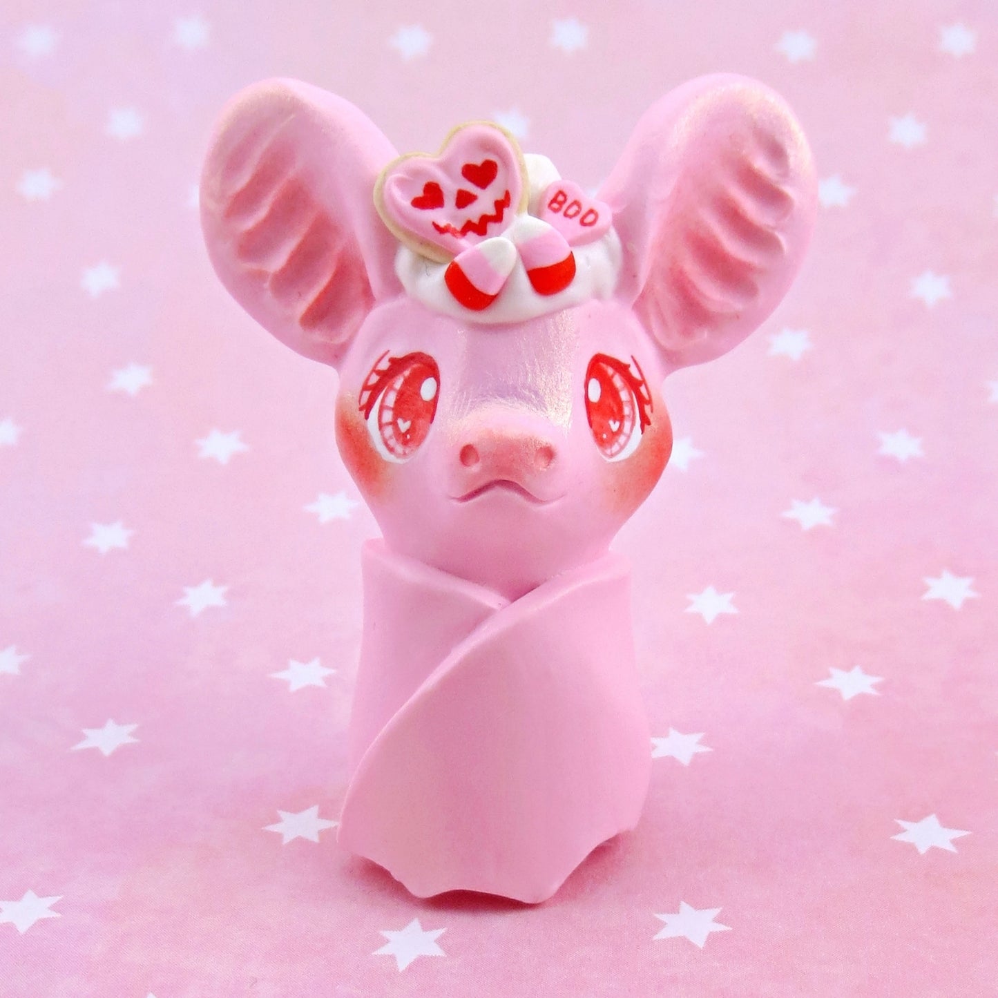 "Valenween" Dessert Bat Figurine - Polymer Clay Animals Valentine Collection