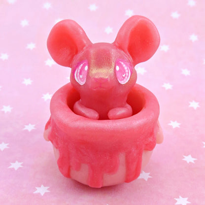 Love Potion Familiar Mouse in a Cauldron Figurine - Polymer Clay Animals Valentine Collection