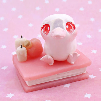 Love Potion Familiar Albino Crow Figurine - Polymer Clay Animals Valentine Collection