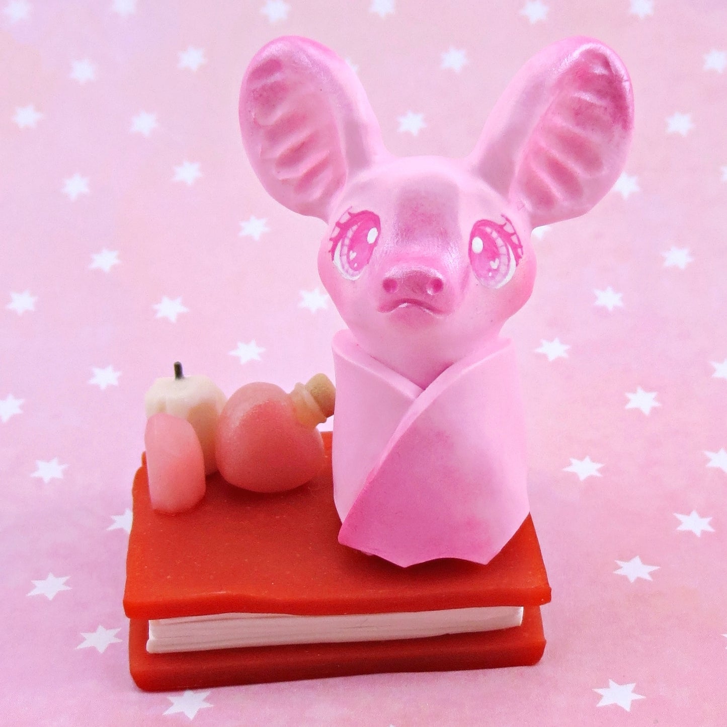 Love Potion Familiar Bat Figurine - Polymer Clay Animals Valentine Collection