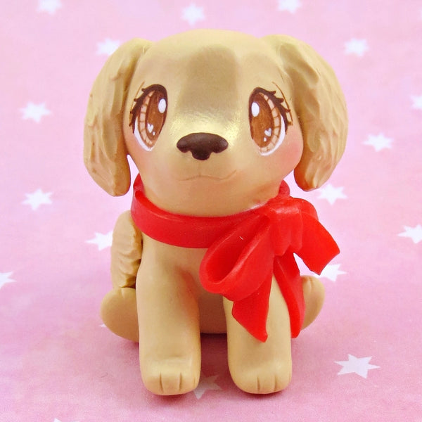 Golden Retriever Puppy Dog Figurine - Polymer Clay Animals Valentine Collection