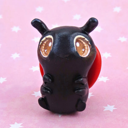 Brown-Eyed Ladybug Figurine - Polymer Clay Animals Valentine Collection