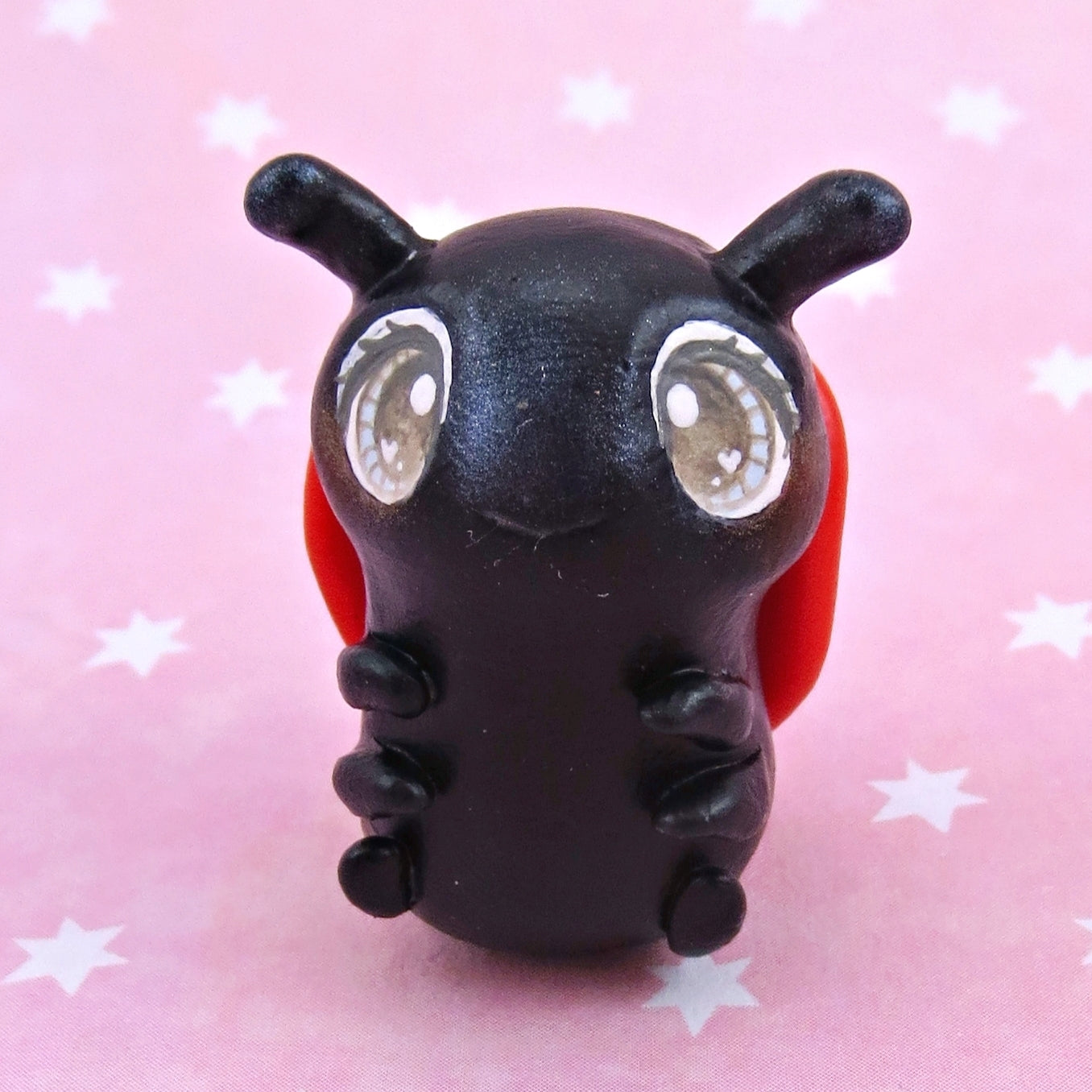 Blue/Grey-Eyed Ladybug Figurine - Polymer Clay Animals Valentine Collection