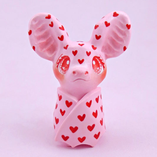 "Valenween" Hearts All Over Bat Figurine - Polymer Clay Animals Valentine Collection