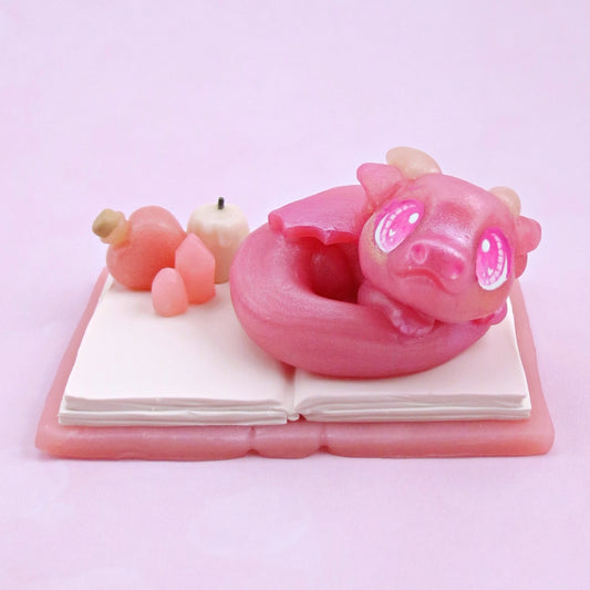 Love Potion Familiar Baby Dragon Figurine - Polymer Clay Animals Valentine Collection