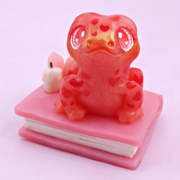 Love Potion Familiar Frog Figurine - Polymer Clay Animals Valentine Collection