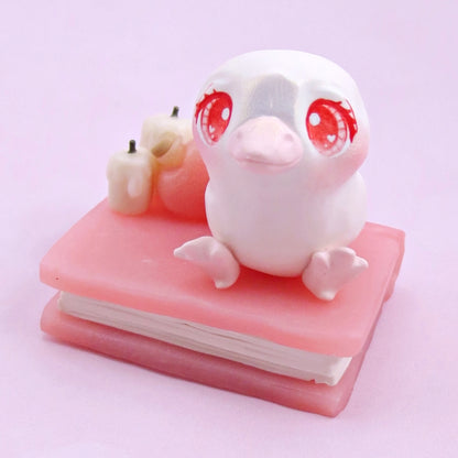 Love Potion Familiar Albino Crow Figurine - Polymer Clay Animals Valentine Collection