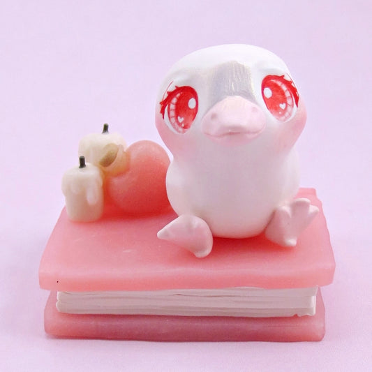 Love Potion Familiar Albino Crow Figurine - Polymer Clay Animals Valentine Collection