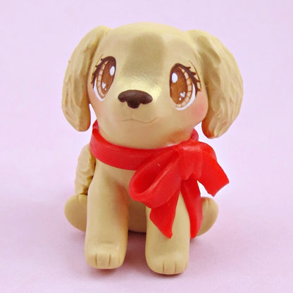 Golden Retriever Puppy Dog Figurine - Polymer Clay Animals Valentine Collection