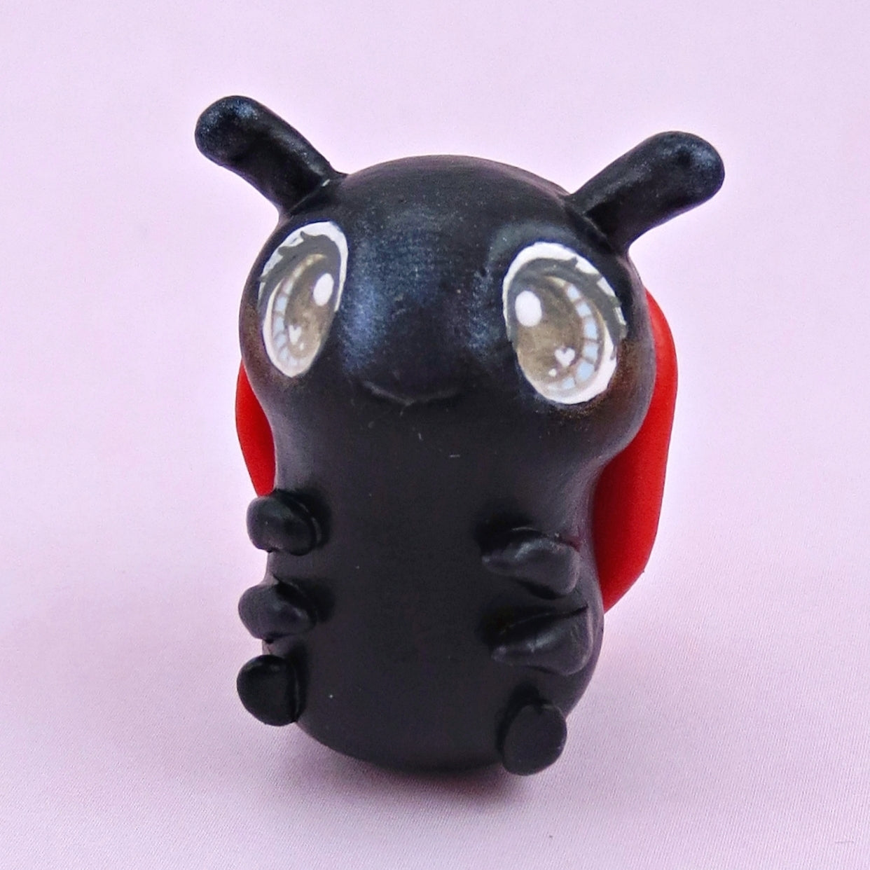 Blue/Grey-Eyed Ladybug Figurine - Polymer Clay Animals Valentine Collection